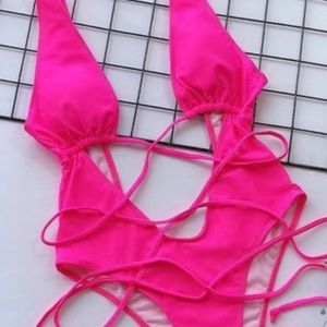 Wrap around, cut out  one-piece bikini